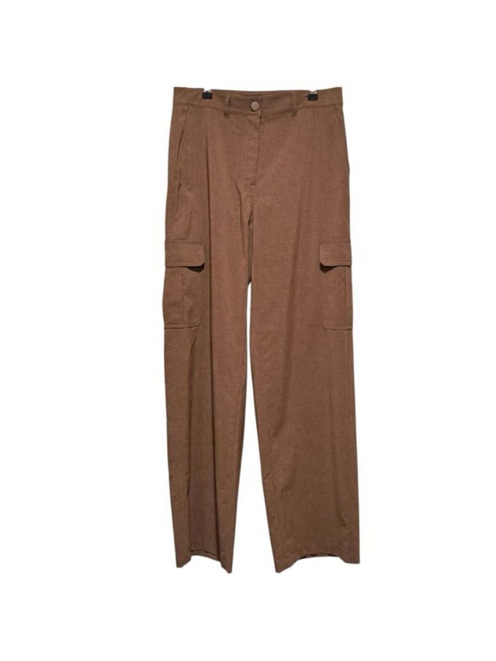 Theory Sz 4 Wide Leg Brown Pecan Cargo Pants Trousers Minimalist Lightweight - Picture 2 of 9